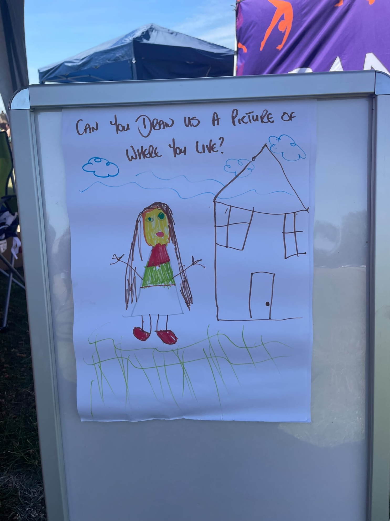 A child's drawing in response to our request: "Can you draw us a picture of where you live?"
